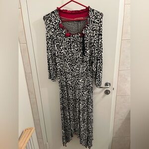 Elegant Black and White Patterned Dress by Katrin Leblond